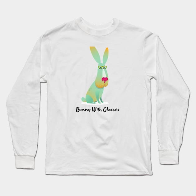 Bunny With Glasses Long Sleeve T-Shirt by Cor Designs